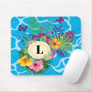 Tapis De Souris Fleurs Tropicales Et Papillons Hawaïens