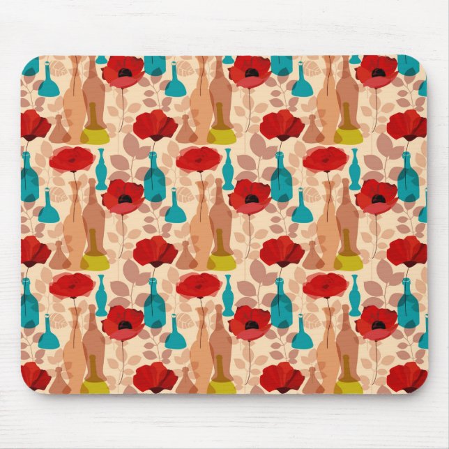 Tapis De Souris Fleurs, vases et bouteilles motif (Devant)