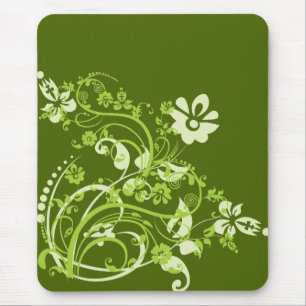 Tapis De Souris Fleurs vertes