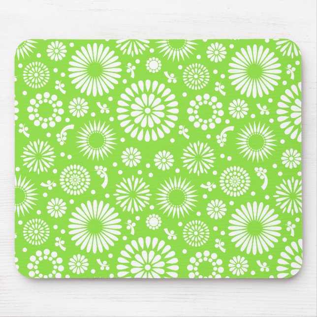 Tapis De Souris Fleurs vertes vintages (Devant)