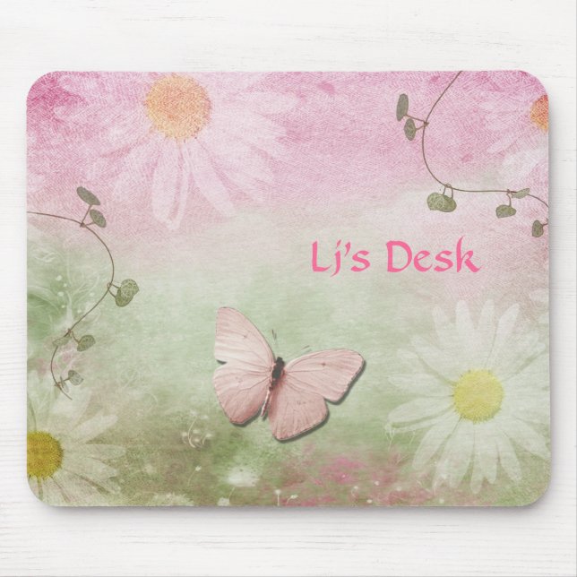 Tapis De Souris Fleurs + Vignes molles de remous + Papillon (Devant)