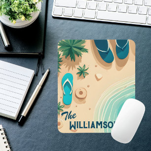 Tapis De Souris Flip Flops sur le Monogramme de plage