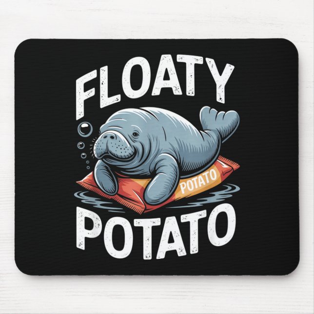 Tapis De Souris Floaty Tatoes Manatee Funny Sea Cow Ocean Animal L (Devant)