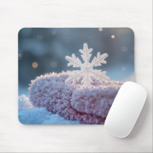 Tapis De Souris Flocon de neige sur Mitten rose