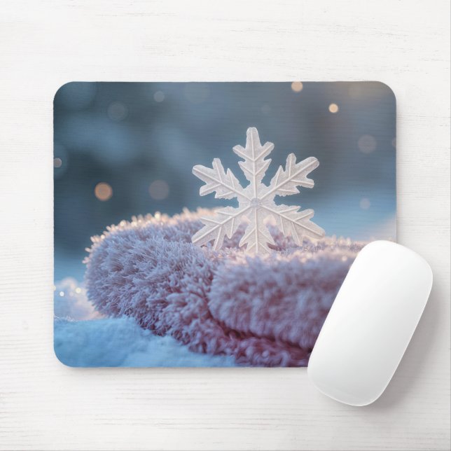 Tapis De Souris Flocon de neige sur Mitten rose (Avec souris)