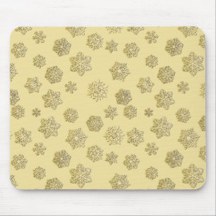 Tapis De Souris Flocons de neige 3D dorés sur fond or