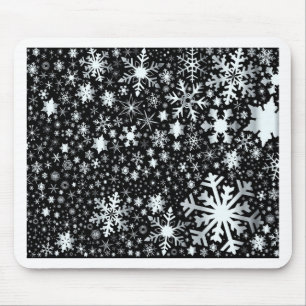 Tapis De Souris Flocons de neige argentés de Noël