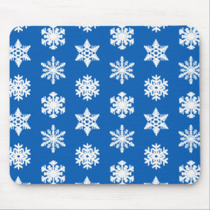 Tapis De Souris Flocons de neige Ikat - Bleu cobalt et blanc
