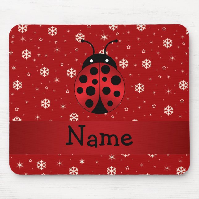 Tapis De Souris Flocons de neige nommés personnalisés de rouge de (Devant)