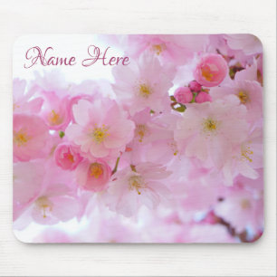 Tapis de souris floral à fleurs de cerisier rose