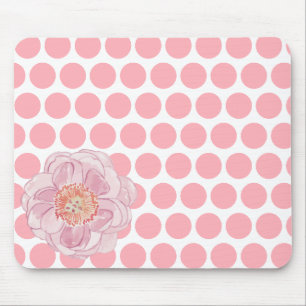 Tapis de souris floral à pois avec fleur aquarelle