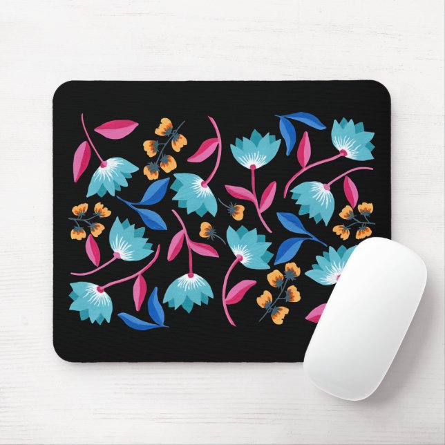 Tapis De Souris Floral Abstrait peint brillamment (Avec souris)