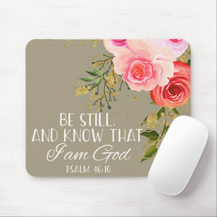 Tapis de souris floral avec verset biblique