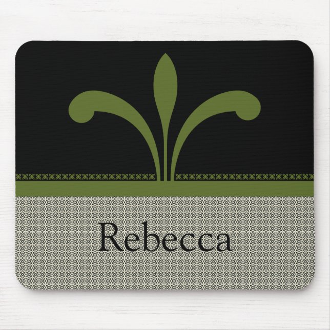 Tapis De Souris Floral Chic Mousepad, Vert olive (Devant)