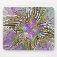 Floral Coloré Abstrait Fractal Avec Rose & Or