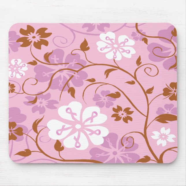 Tapis de souris floral de ruban rose (Devant)