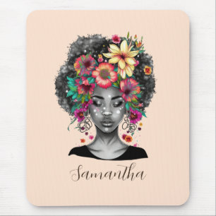 Tapis De Souris Floral Elegant Afro Femme