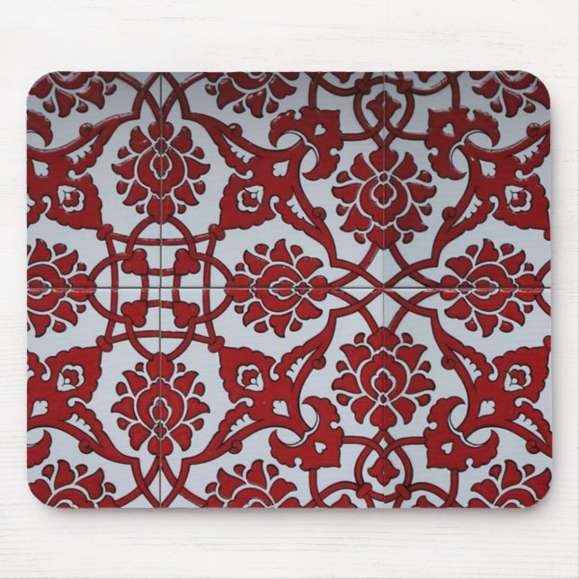 Tapis De Souris Floral en céramique rouge turque (Devant)