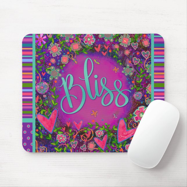 Tapis De Souris Floral Fun Bliss Moderne Stripe Inspirivée (Avec souris)