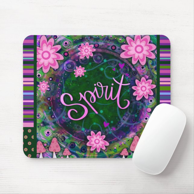 Tapis De Souris Floral Fun Spirit Moderne Stripe Inspirivity (Avec souris)