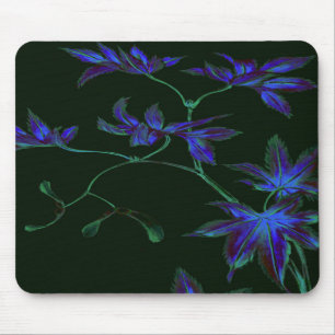 Tapis De Souris Floral japonais profond bleu et vert