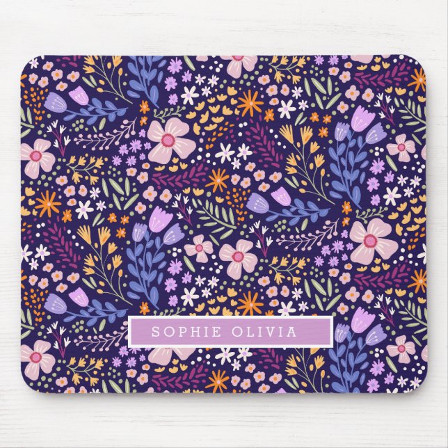 Tapis De Souris Floral Modern Wildflowers Girly Elegant Stylish (Devant)