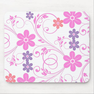 Tapis De Souris Floral moderne violet rose
