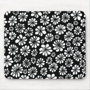 Tapis De Souris Floral noir et blanc