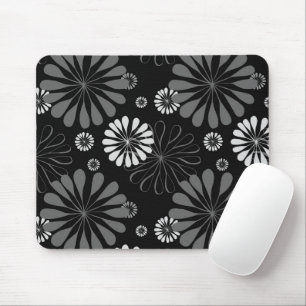 Tapis De Souris Floral noir et blanc rétro