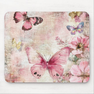 Tapis de souris floral papillon vintage