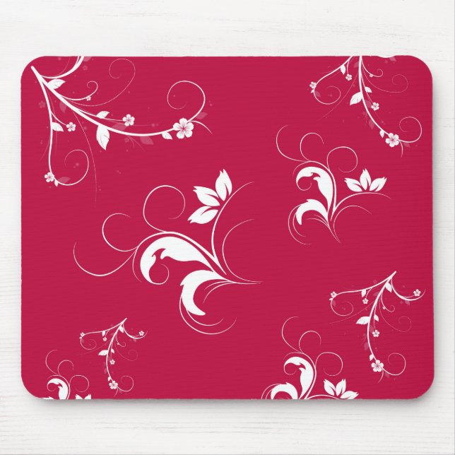 Tapis De Souris Floral rouge (Devant)