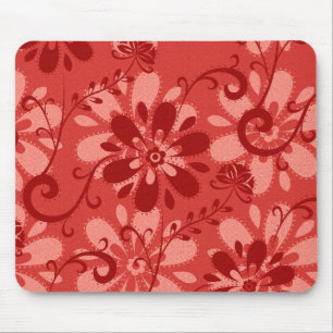 Tapis De Souris Floral rouge abstrait