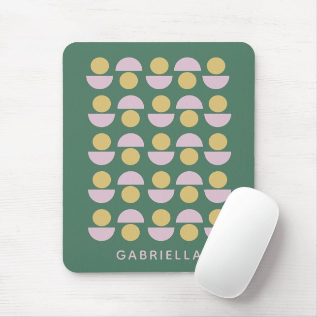 Tapis De Souris Floral vert géométrique scandinave Personnalisé (Avec souris)