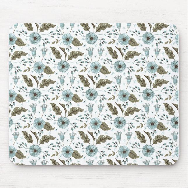 Tapis De Souris Flore bleue et verte (Devant)