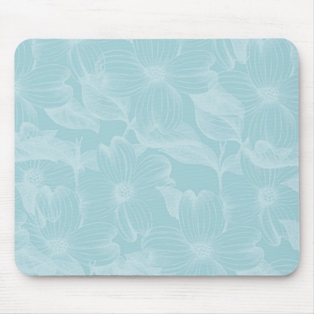 Tapis De Souris Flore de Dogwood Bleu (Devant)