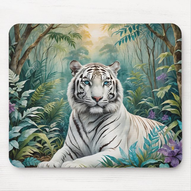Tapis De Souris Flore de la jungle de Tigre blanc (Devant)