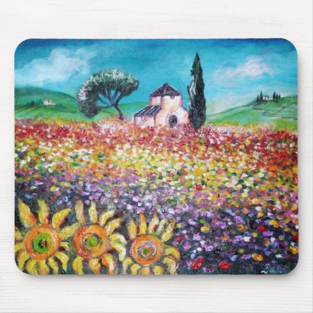 Tapis De Souris FLORE EN TOSCANE/ Champs, Pépites et tournesols (Devant)