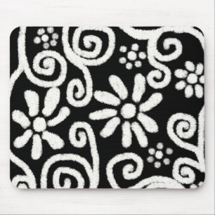 Tapis De Souris Flore noir blanc & Fleurs Fleurs Fleurs Fleurs Fle