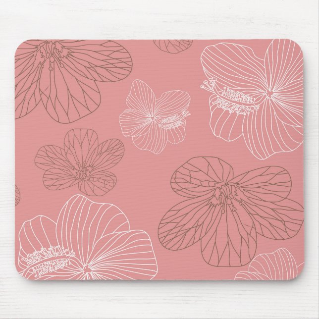 Tapis De Souris Flore rose esquissé (Devant)