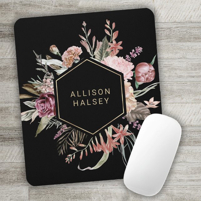 Tapis De Souris Flore rustique élégant avec cadre géométrique (Créateur téléchargé)