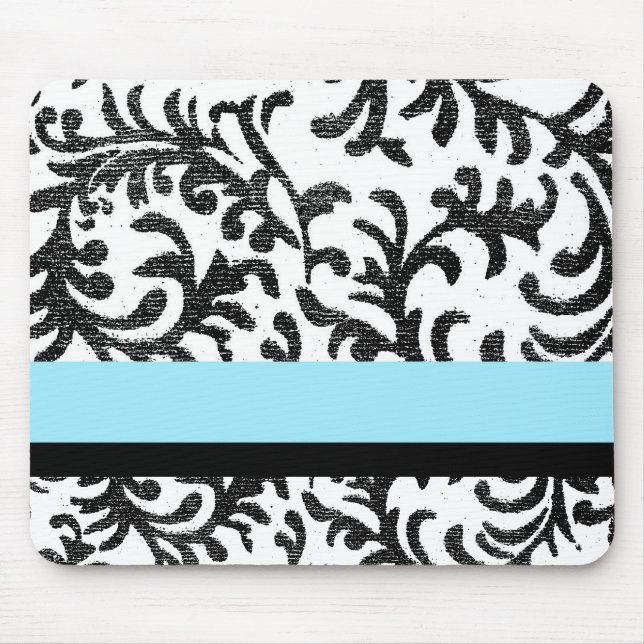 Tapis De Souris Flore turquoise et noire (Devant)