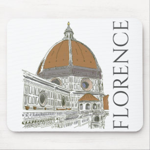 Tapis De Souris Florence Italie Stylo Duomo et dessin couleur encr