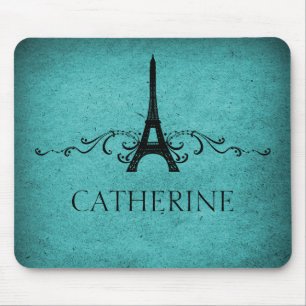 Tapis De Souris Flourish vintage Mousepad, Teal de Français