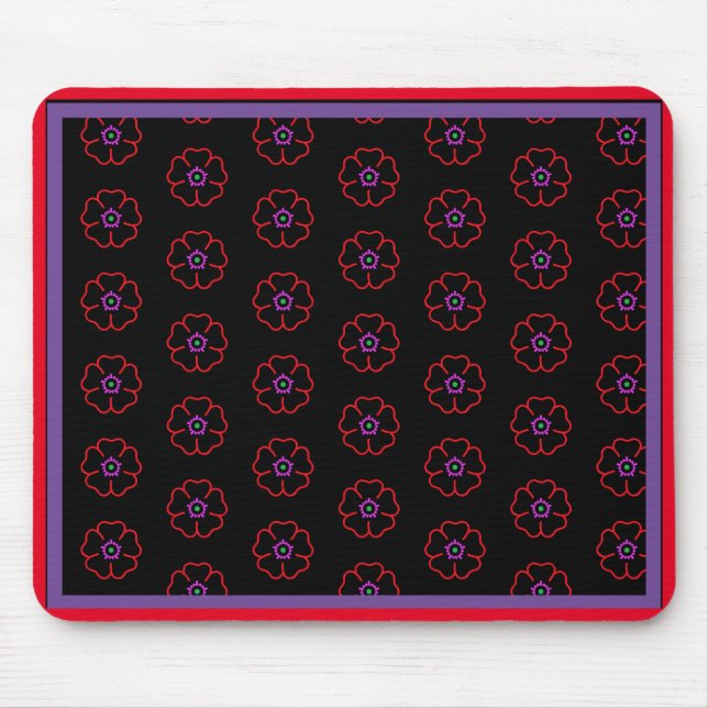 Tapis De Souris Flower on a Black Background Custom Personalized (Devant)