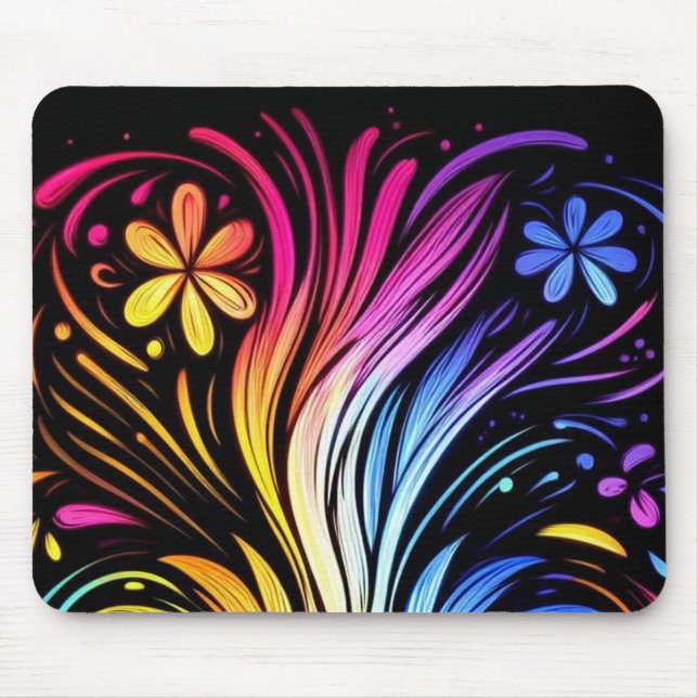 Tapis De Souris Flower Power on a 1970s Style Desktop Computer (Devant)