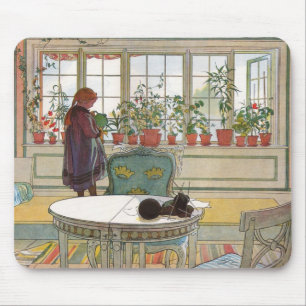 Tapis De Souris Flowers on the Windowsill by Carl Larsson