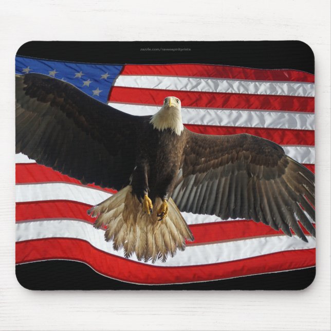 Tapis De Souris Flying Bald Eagle USA Patriotic Gift (Devant)