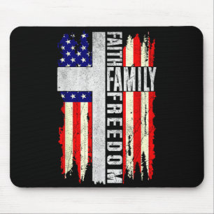 Tapis De Souris Foi Famille Dom - Vintage Usa Chrétien Patriotique