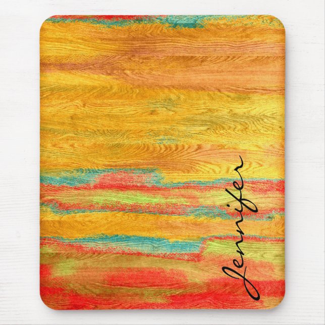 Tapis De Souris Fond à grain de bois moderne coloré (Devant)