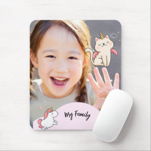 Tapis De Souris Fond rose & jolie fille